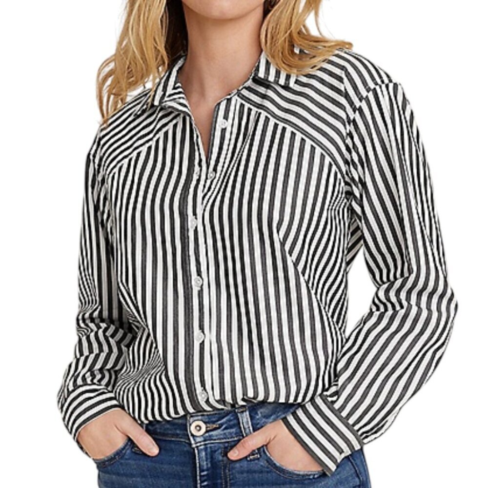 Maurices Black and White Striped Blouse